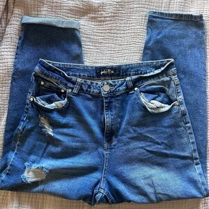 Indigo Rein Distressed Denim Boyfriend Jeans